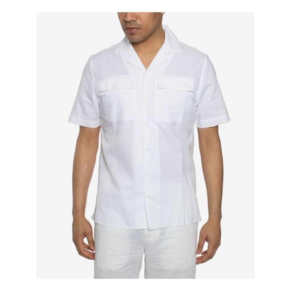 SEANJOHN Mens Resort White Short Sleeve Button Down Casual Shirt 4XL